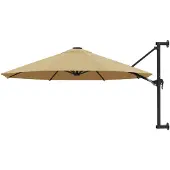 vidaXL -Parasol mural avec pôle métallique 300 cm Taupe
