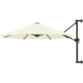 vidaXL Parasol mural avec mât métallique 300 cm blanc sable