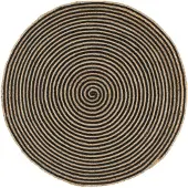 vidaXL Tapis fait à la main Jute avec design de spirale Noir 90 cm
