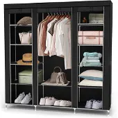 Intirilife Armoire pliable de rangement 150x175x45 Penderie Pliante Camping Rail vêtements