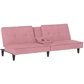 vidaXL Canapé-lit avec porte-gobelets rose velours