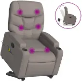 vidaXL Fauteuil de massage avec releveur Taupe Tissu