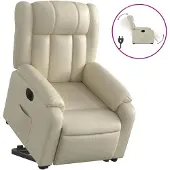 vidaXL Fauteuil relax avec releveur électrique Crème similicuir