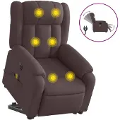 vidaXL Fauteuil de massage électrique avec releveur Tissu marron foncé