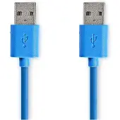 Nedis Câble USB - USB 3.2 Gen 1 - USB-A mâle - USB-A mâle - 5 Gbps - nickelé - 2.00 m - rond - PVC - bleu - enveloppe