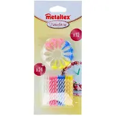 Metaltex Bougies anniversaire x24+12supports assortis blister