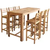 vidaXL Ensemble table de bar et chaises 7 pièces en acacia massif