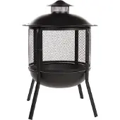 RedFire - Kansas - Noir - Acier - Boule de feu - Cheminée - Acier massif - Diamètre 69cm - Chauffage de terrasse - Cheminée d'ambiance