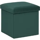 Atmosphera Pouf Pliant À Rangement Polyester Vert Sapin 38x38 Cm