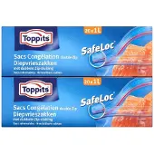 Toppits Sacs congélation - - SafeLoc Zip - 1 L - 20 pièces - Fermeture zip