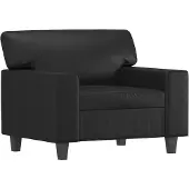 vidaXL Fauteuil avec pouf Noir 60 cm Similicuir