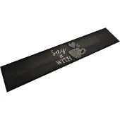 vidaXL Tapis de cuisine lavable imprimé tasse noir 60x300 cm velours