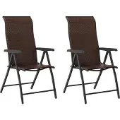 vidaXL Chaises de jardin 2 pcs. Pliable Marron Poly Rattan