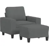 vidaXL Fauteuil avec pouf gris foncé 60 cm Tissu