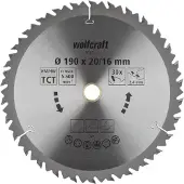 Wolfcraft Lame de scie circulaire au carbure, 30 Z, Ø 190x16x 2,4mm