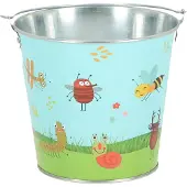 Kids in the Garden Seau de jardin - - Motif insectes - Bleu - Métal - 18 x 16 x 15,4 cm