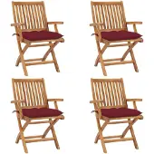 vidaXL Chaises de jardin pliantes avec coussins 4 pcs. Bois massif teck