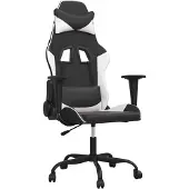 vidaXL Chaise de jeu avec fonction de massage Noir et blanc similicuir