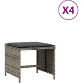 vidaXL Tabourets de jardin avec coussins lot de 4 gris résine tressée