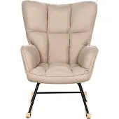 Beliani Fauteuil À Bascule Oulu Tissu Beige