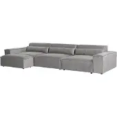 Beliani Canapé 3 Places Avec Ottoman En Tissu Gris Hellnar