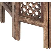 Beliani Table à tiroirs en bois de manguier foncé, plateau rond sculpté 53 x 53 cm Design traditionnel
