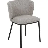 Beliani Lot de 2 chaises de salle à manger revêtement en polyester gris pieds en métal noir sans dossier dossier arrondi design contemporain moderne
