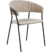 Beliani Lot de 2 chaises de salle à manger garnies de velours gris foncé pieds en métal noir avec accoudoirs dossier arrondi design moderne