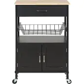 Beliani Chariot De Cuisine Bois Clair Et Noir Lugo