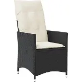 vidaXL Fauteuil de jardin Réglable avec coussins Noir Poly Rattan