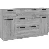 vidaXL Ensemble de 3 buffets Gris Sonoma Bois composite