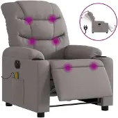 vidaXL Fauteuil de massage électrique Taupe Tissu