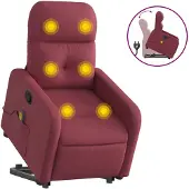 vidaXL Fauteuil de massage avec releveur vin rouge Tissu