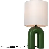 QAZQA Lampe de table design verte avec abat-jour en lin blanc - Lotti