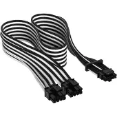 Corsair Câble Premium à gaine individuelle 12+4 broches PCIe Gen 5 12VHPWR 600W, Type 4, NOIR/BLANC (CP-8920333)