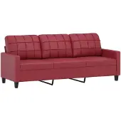 vidaXL Canapé à 3 places Rouge bordeaux 180 cm Similicuir
