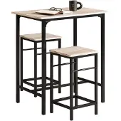 SoBuy Table Bistro - 3 pièces - 2 chaises - Table de bar - Table de salle à manger - 80 x 87 x 50 cm - Chêne / Noir