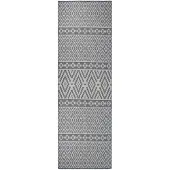vidaXL Tapis à tissage plat d'extérieur 80x250 cm Rayures bleues
