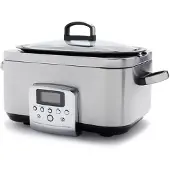 Greenpan Cuiseur lent en acier inoxydable, Cuiseur vapeur + cuiseur à riz, Argent, Noir