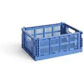 HAY Colour Crate Boîte de rangement empilable Medium | Electric Blue