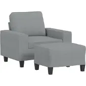 vidaXL Fauteuil avec pouf gris clair 60 cm Tissu
