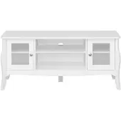 Ebuy24 Baroque table TV 2 portes 1 tablette blanc.