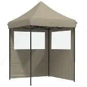 vidaXL Tente de réception pliable Pop-Up avec 2 parties latérales Taupe