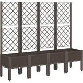 vidaXL Jardinière avec treillis marron 160x40x142 cm PP