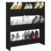 vidaXL Armoire à chaussures murale noir 80x18x90 cm bois d'ingénierie