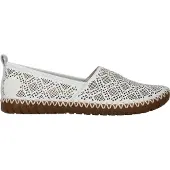 Rieker Damen Leder Slipper Weiß