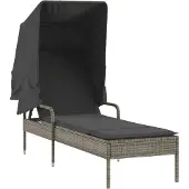 vidaXL Bain de soleil avec toit Gris Poly rotin