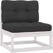 vidaXL Canapé central de jardin avec coussin anthracite blanc pin massif