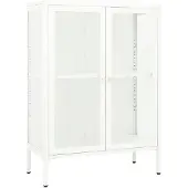 vidaXL Sideboard Blanc 75x35x105 cm Acier et verre