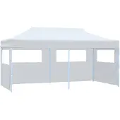 vidaXL Tente de réception Pop-Up avec parois latérales Pliable 3x6 m Acier blanc